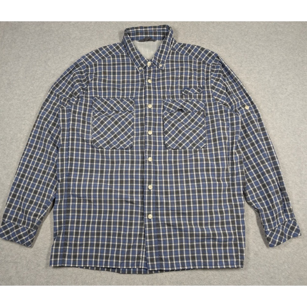Exofficio Men Shirt XL Plaid Performance Tech Fishing Vented Long Sleeve